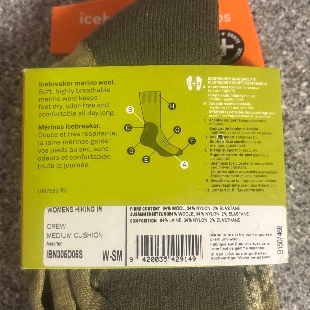 NWT Icebreaker Merino Wool Women's Small Anatomic Hiking Socks Size 5.5-7